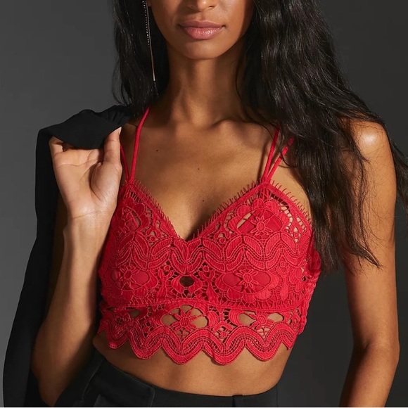 New Anthropologie The Viviette Lace Bra Top light red size M or L ⭐️⭐️⭐️ - Picture 6 of 16